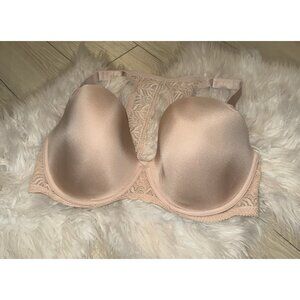 Paramour 115011 Carolina Lace Back Full Figure Contour Bra Womens 38DDD Beige